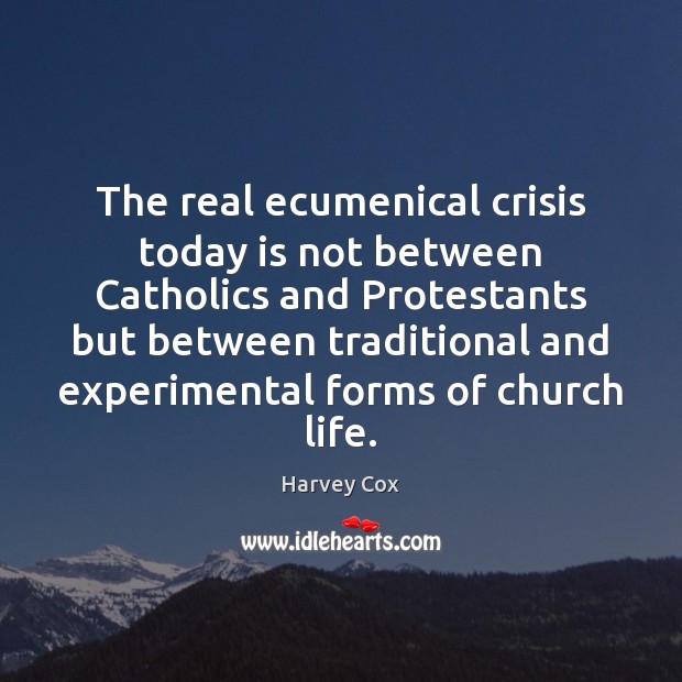 The real ecumenical crisis today is not between Catholics and Protestants but Harvey Cox Picture Quote