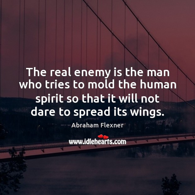 The real enemy is the man who tries to mold the human Abraham Flexner Picture Quote
