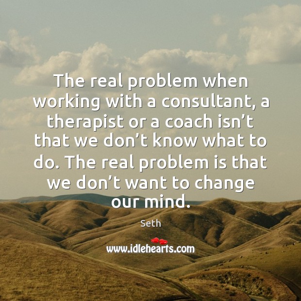 The real problem when working with a consultant, a therapist or a Seth Picture Quote
