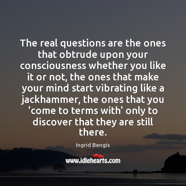 The real questions are the ones that obtrude upon your consciousness whether Ingrid Bengis Picture Quote