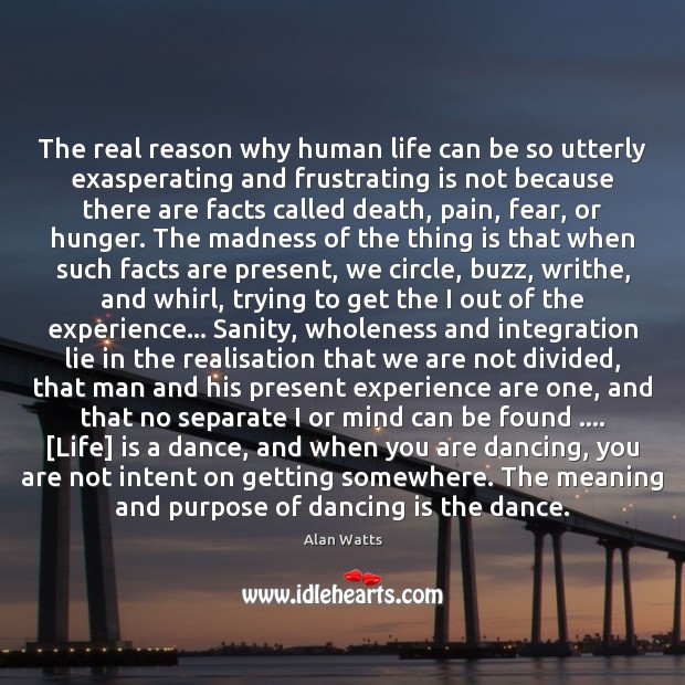 The real reason why human life can be so utterly exasperating and Alan Watts Picture Quote