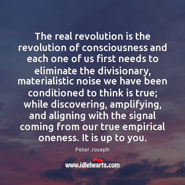The real revolution is the revolution of consciousness and each one of Peter Joseph Picture Quote