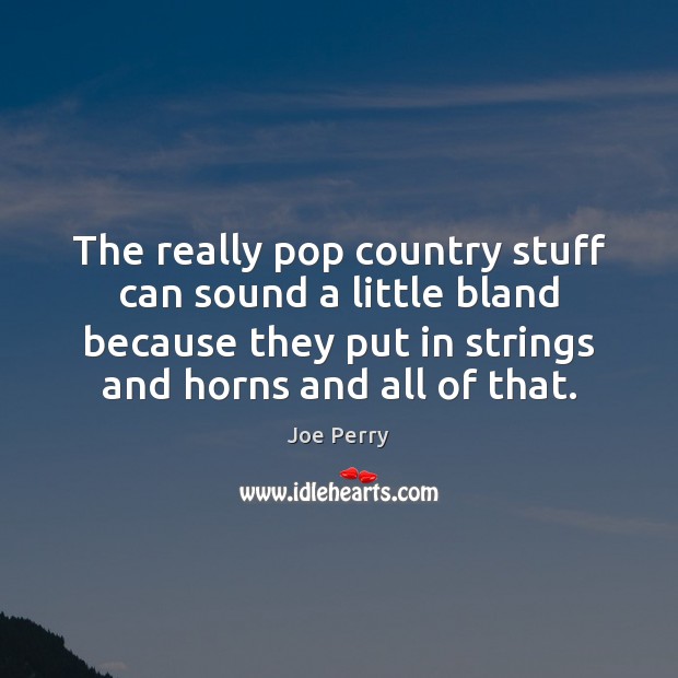 The really pop country stuff can sound a little bland because they Joe Perry Picture Quote
