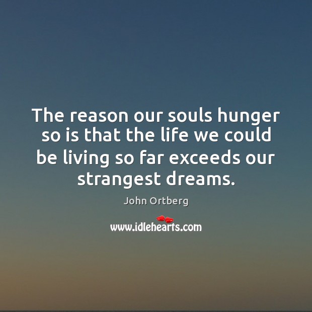 The reason our souls hunger so is that the life we could John Ortberg Picture Quote