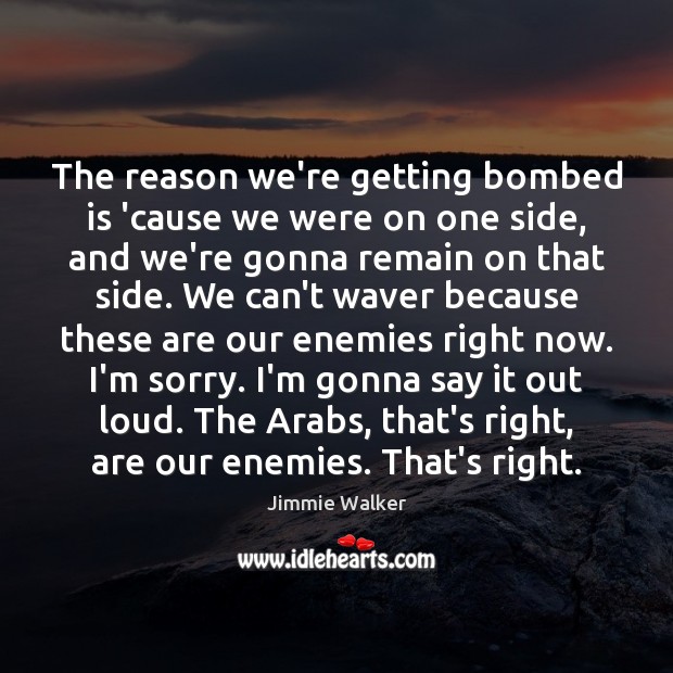 The reason we’re getting bombed is ’cause we were on one side, Image
