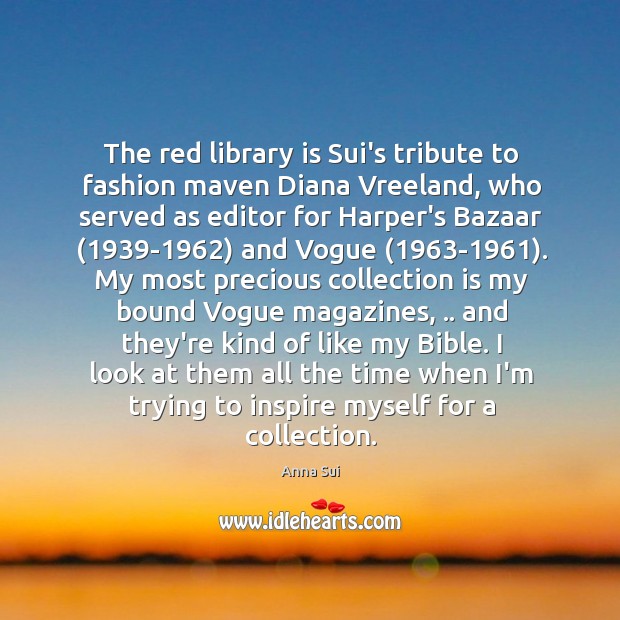 The red library is Sui’s tribute to fashion maven Diana Vreeland, who Image