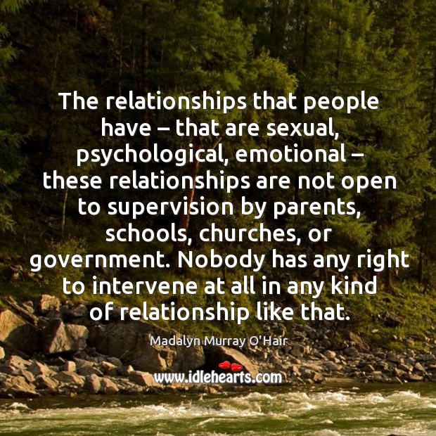 The relationships that people have – that are sexual, psychological, emotional – these relationships Image