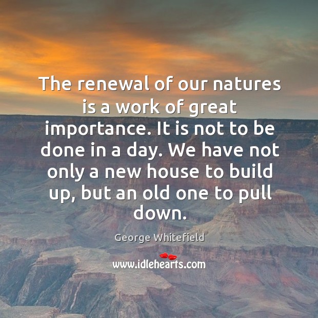 The renewal of our natures is a work of great importance. It George Whitefield Picture Quote