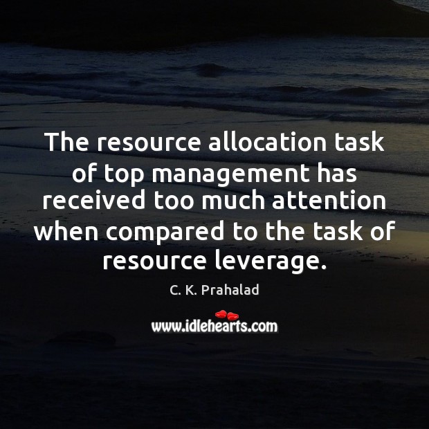 The resource allocation task of top management has received too much attention C. K. Prahalad Picture Quote