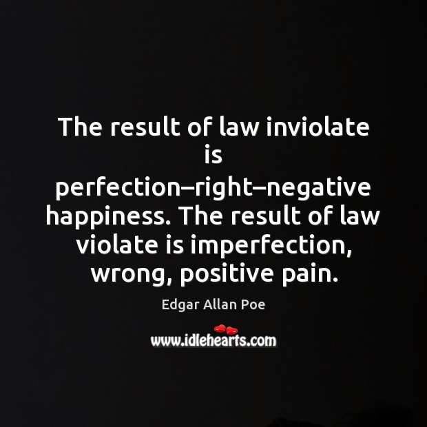 The result of law inviolate is perfection–right–negative happiness. The result Imperfection Quotes Image