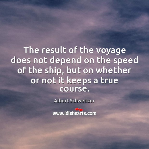 The result of the voyage does not depend on the speed of Albert Schweitzer Picture Quote