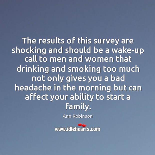 The results of this survey are shocking and should be a wake-up call to men and Ann Robinson Picture Quote