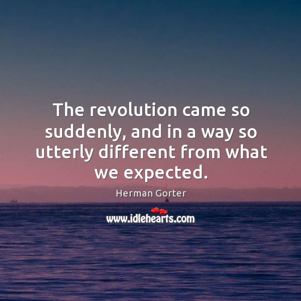 The revolution came so suddenly, and in a way so utterly different from what we expected. Herman Gorter Picture Quote