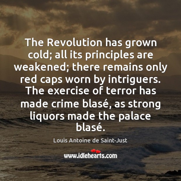 The Revolution has grown cold; all its principles are weakened; there remains Louis Antoine de Saint-Just Picture Quote
