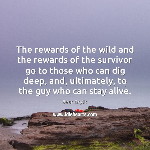 The rewards of the wild and the rewards of the survivor go Bear Grylls Picture Quote
