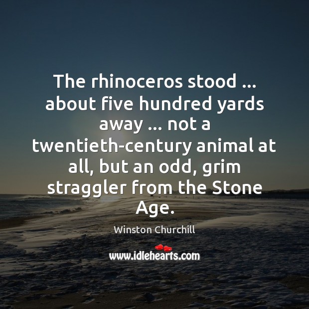 The rhinoceros stood … about five hundred yards away … not a twentieth-century animal 