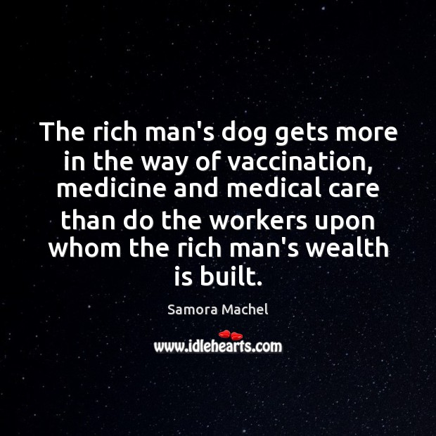 The rich man’s dog gets more in the way of vaccination, medicine Wealth Quotes Image