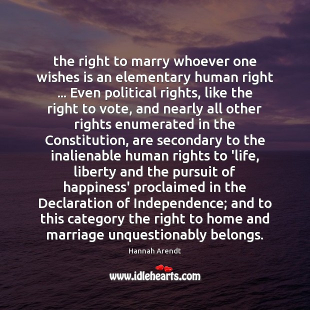 The right to marry whoever one wishes is an elementary human right … Image