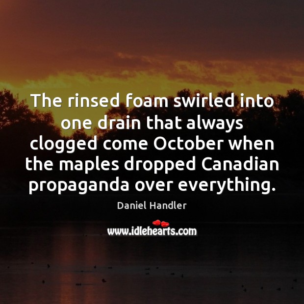 The rinsed foam swirled into one drain that always clogged come October Daniel Handler Picture Quote