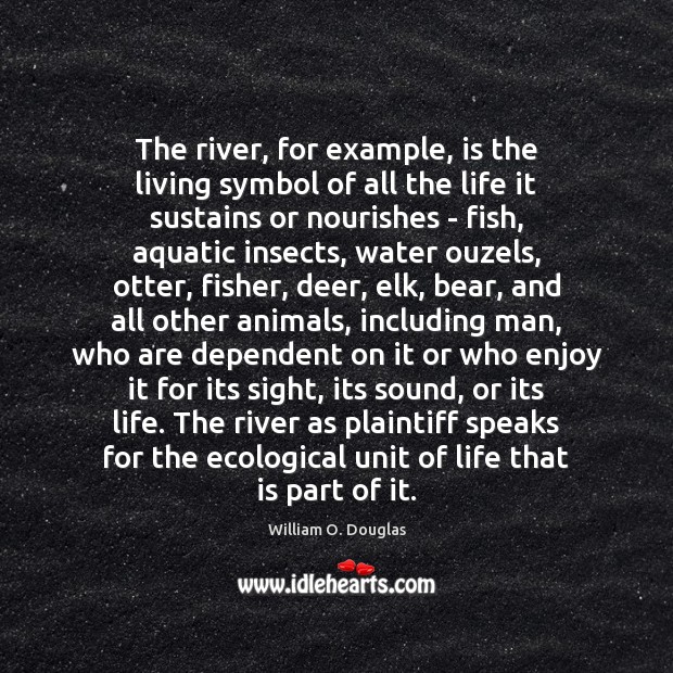 The river, for example, is the living symbol of all the life William O. Douglas Picture Quote