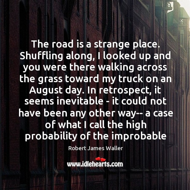 The road is a strange place. Shuffling along, I looked up and Robert James Waller Picture Quote