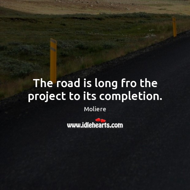 The road is long fro the project to its completion. Moliere Picture Quote