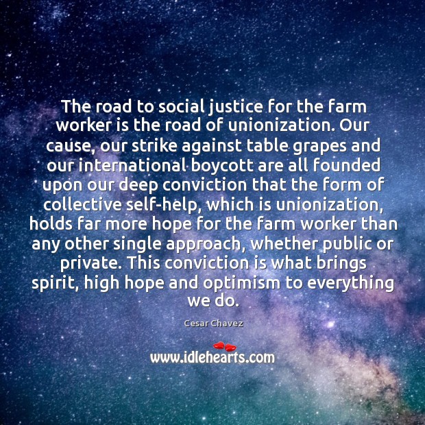 The road to social justice for the farm worker is the road 
