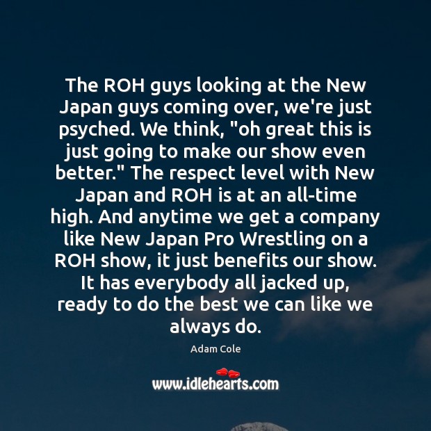 The ROH guys looking at the New Japan guys coming over, we’re Image
