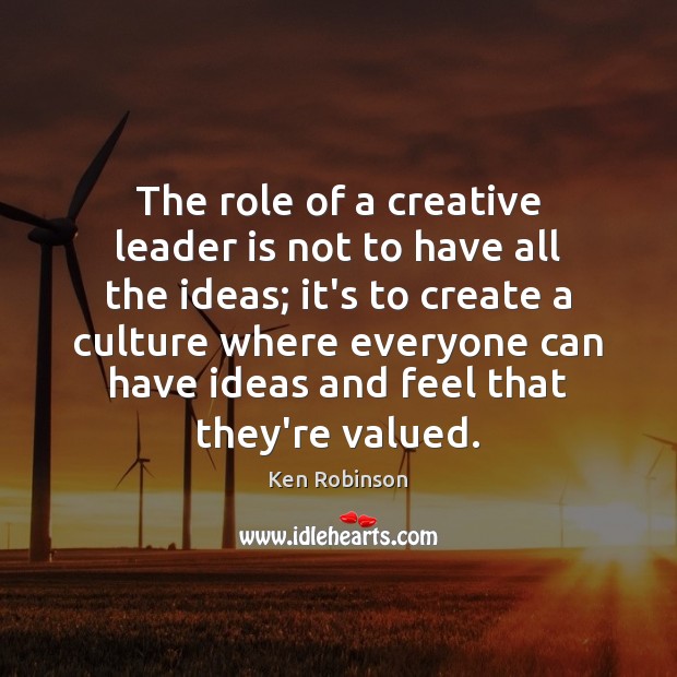 The role of a creative leader is not to have all the Ken Robinson Picture Quote