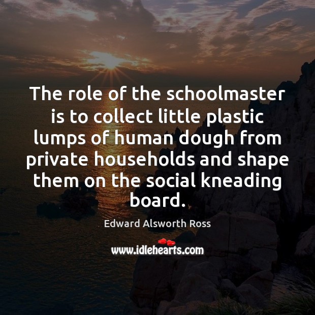 The role of the schoolmaster is to collect little plastic lumps of Image