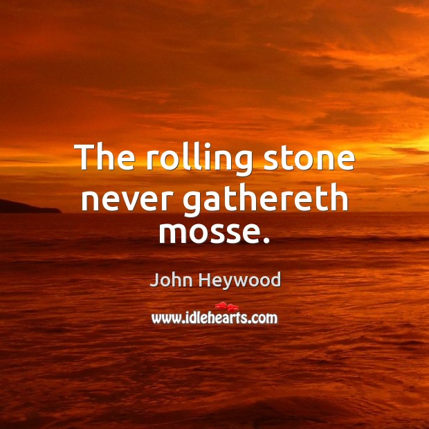 The rolling stone never gathereth mosse. John Heywood Picture Quote