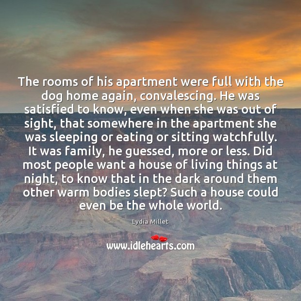 The rooms of his apartment were full with the dog home again, Lydia Millet Picture Quote