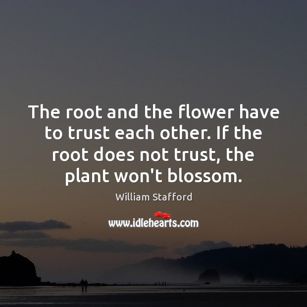 The root and the flower have to trust each other. If the William Stafford Picture Quote