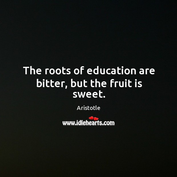 The roots of education are bitter, but the fruit is sweet. Aristotle Picture Quote