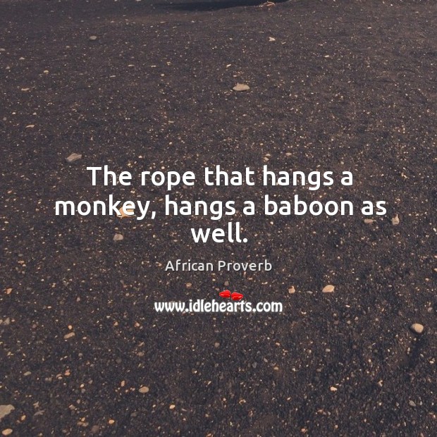 The rope that hangs a monkey, hangs a baboon as well. Image