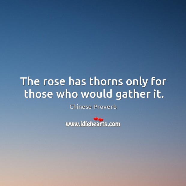 The rose has thorns only for those who would gather it. Chinese Proverbs Image