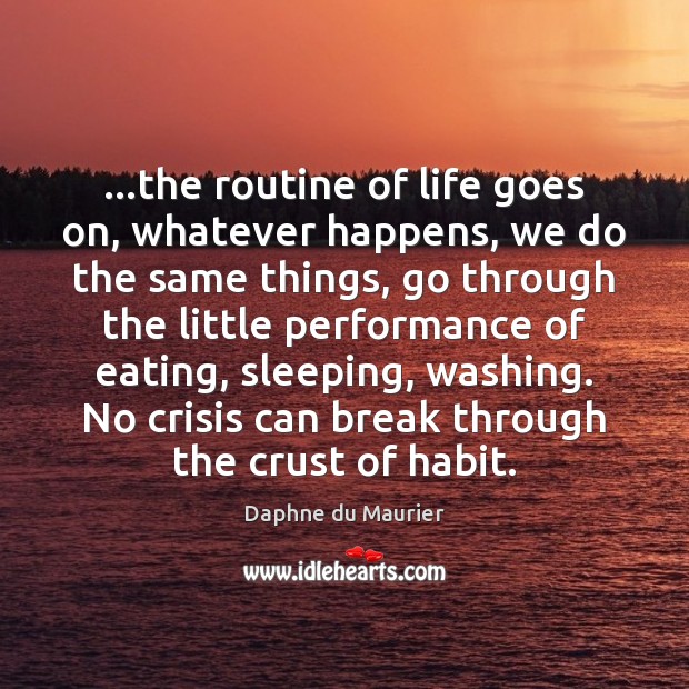 …the routine of life goes on, whatever happens, we do the same Daphne du Maurier Picture Quote