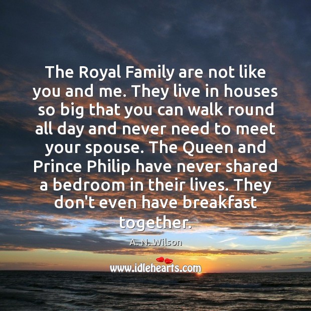 The Royal Family are not like you and me. They live in A. N. Wilson Picture Quote