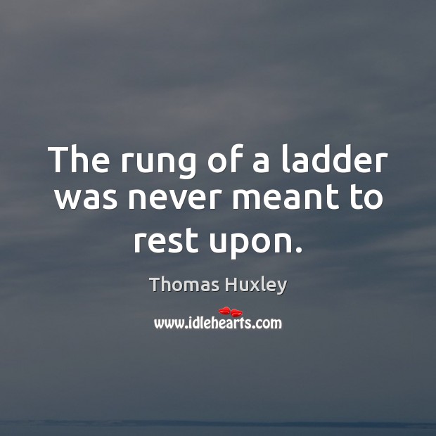 The rung of a ladder was never meant to rest upon. Thomas Huxley Picture Quote