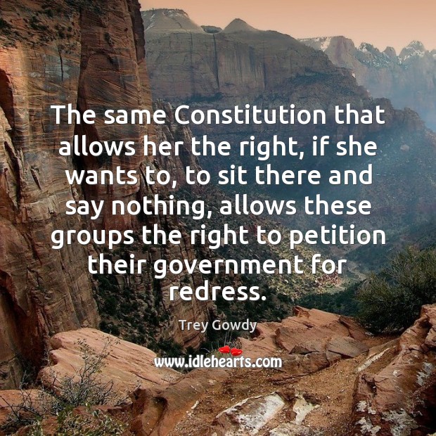 The same Constitution that allows her the right, if she wants to, Trey Gowdy Picture Quote