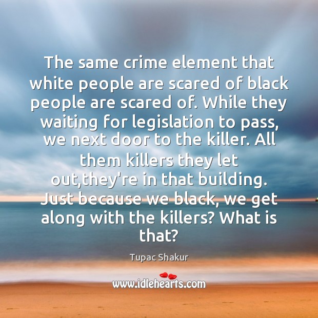 The same crime element that white people are scared of black people Tupac Shakur Picture Quote
