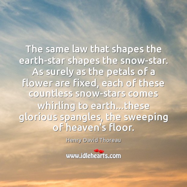The same law that shapes the earth-star shapes the snow-star. As surely Image