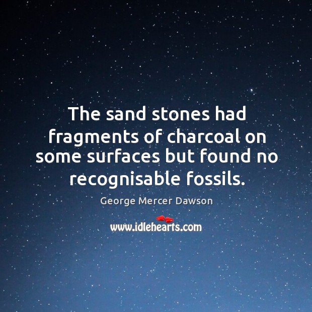 The sand stones had fragments of charcoal on some surfaces but found no recognisable fossils. George Mercer Dawson Picture Quote