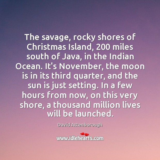The savage, rocky shores of Christmas Island, 200 miles south of Java, in David Attenborough Picture Quote
