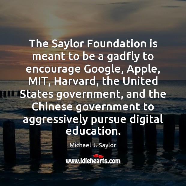 The Saylor Foundation is meant to be a gadfly to encourage Google, Michael J. Saylor Picture Quote