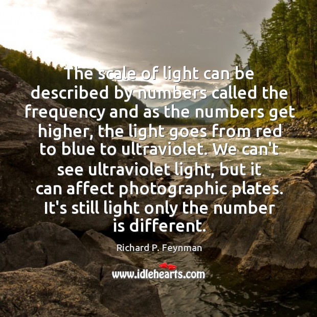 The scale of light can be described by numbers called the frequency Image