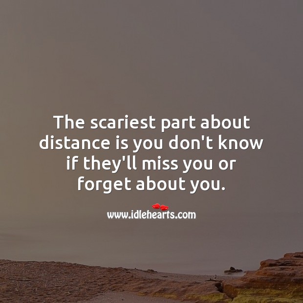 The scariest part about distance is you don’t know if they’ll miss you or forget about you. Miss You Quotes Image