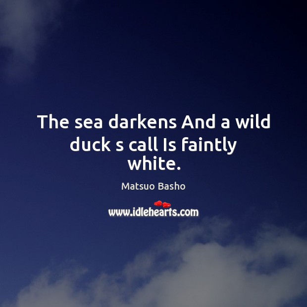 The sea darkens And a wild duck s call Is faintly white. Matsuo Basho Picture Quote