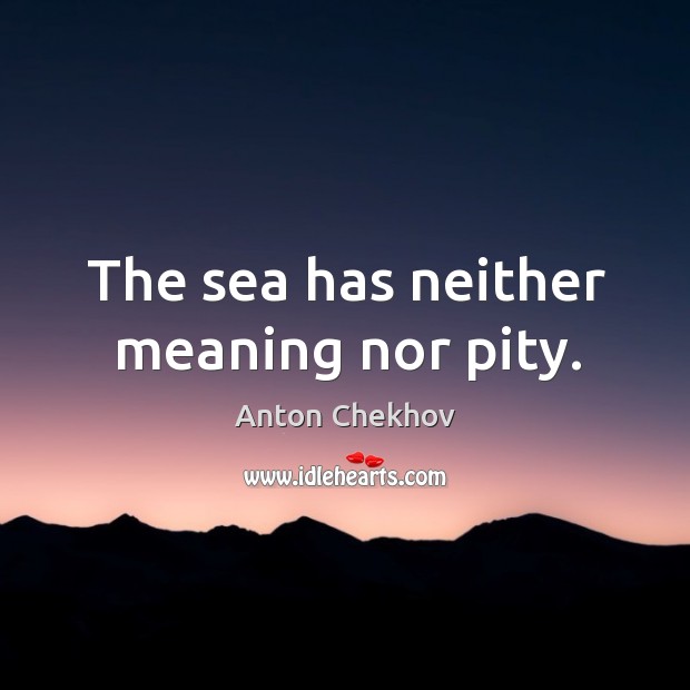 The sea has neither meaning nor pity. Anton Chekhov Picture Quote