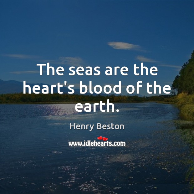 The seas are the heart’s blood of the earth. Henry Beston Picture Quote